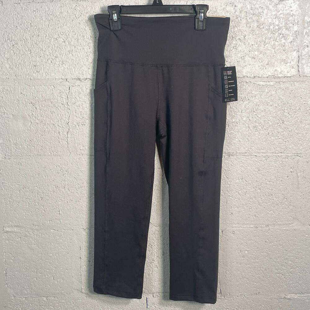 Ideology Women's Compression Side-Pocket Cropped Leggings Deep Charcoal XS